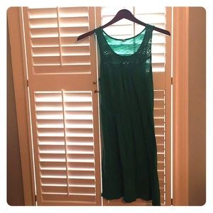 Emerald green crochet sleeveless dress